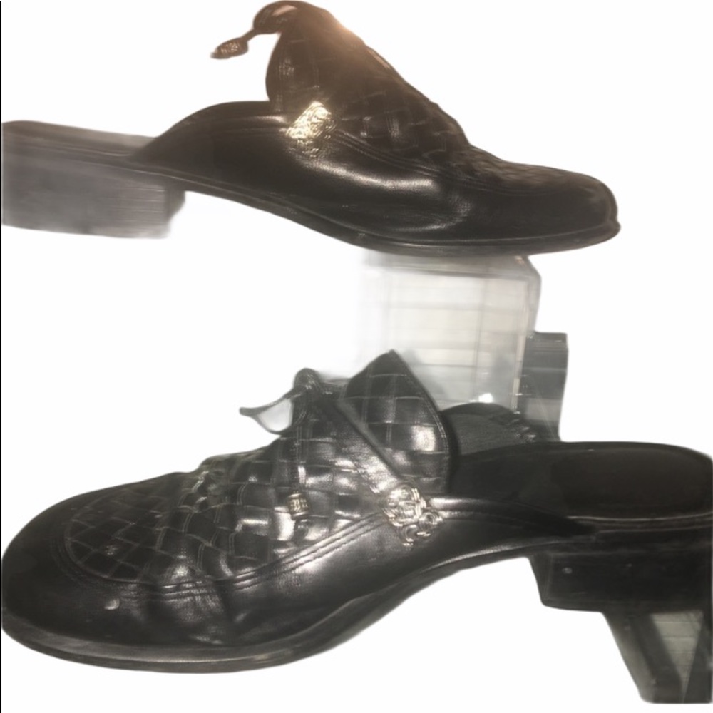 Black Woven leather mule from Brighton-Terry
